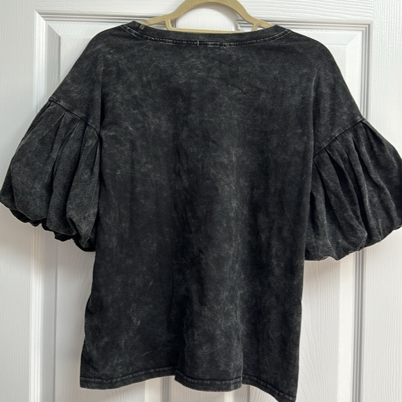 NWT BiBi Mineral Washed Charcoal Black Pocketed Top - Picture 4 of 8